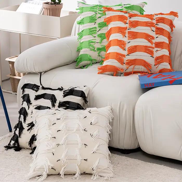 Housses de coussin bohèmes à franges