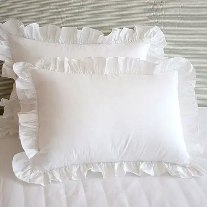 Taie d'oreiller minimaliste à volants, 2 pièces, pour salon, 48x74cm, 40x60cm, 30x50cm, housse de coussin de couleur blanche