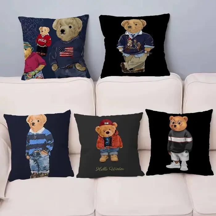 Housse de coussin mignonne en forme d'ours en peluche