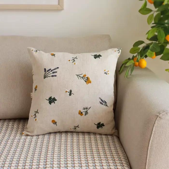 Taie d'oreiller en coton et lin, 1 pièce, housse de coussin douce et confortable, décoration de maison, oreillers de canapé, salon, ornement de canapé, fermeture éclair Invisible