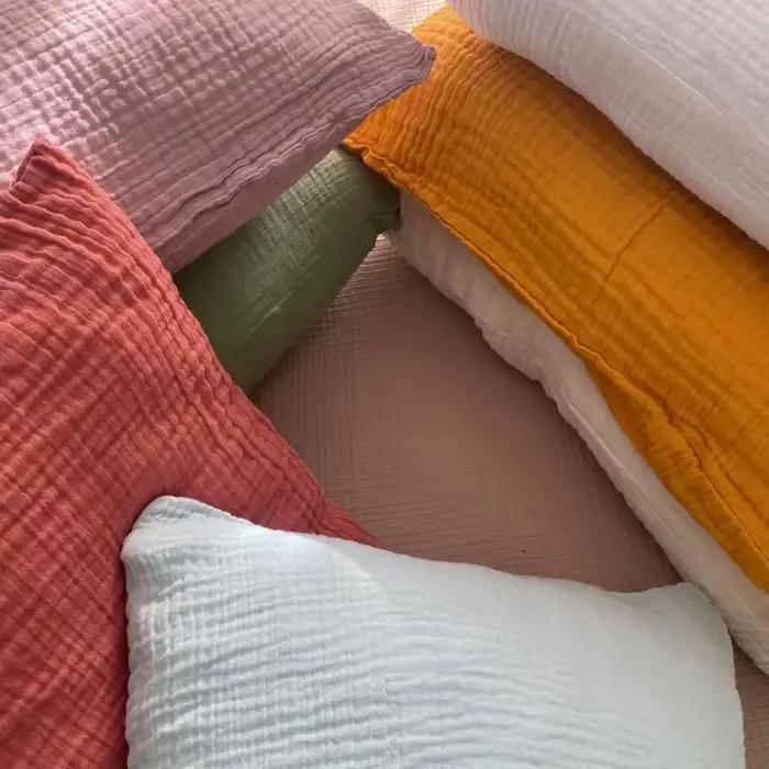 Housse de coussin en mousseline 100% coton
