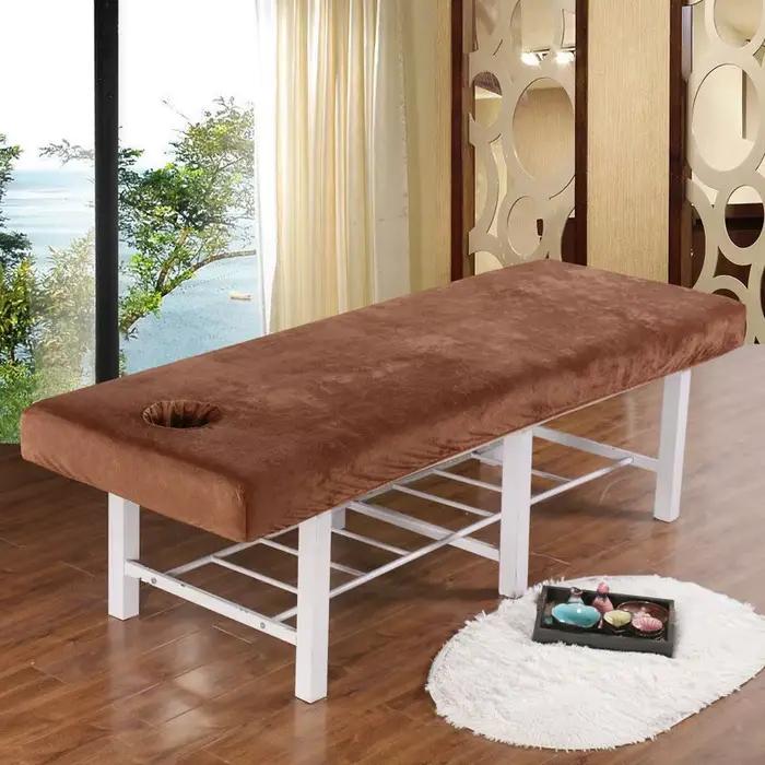 Housse de matelas en velours épais pour Salon de beauté, couvre-matelas avec trou, pour hôtel, SPA, Table de Massage, drap-housse