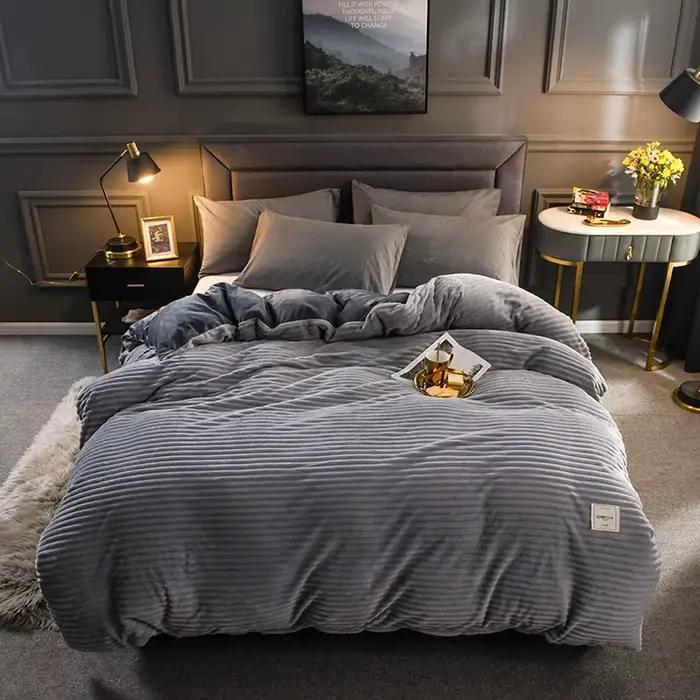 Ensemble de housse de couette en velours côtelé épais magique