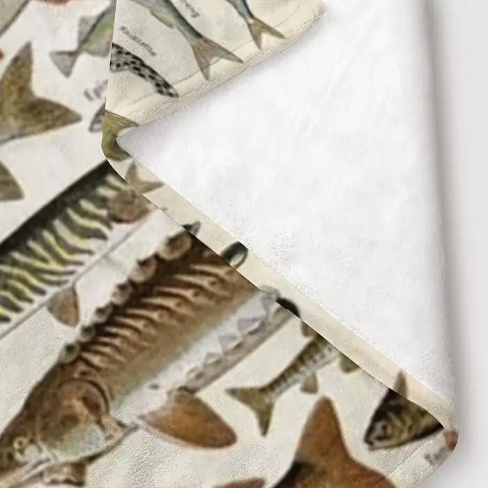 1 couverture polaire en flanelle de collection de poissons moderne