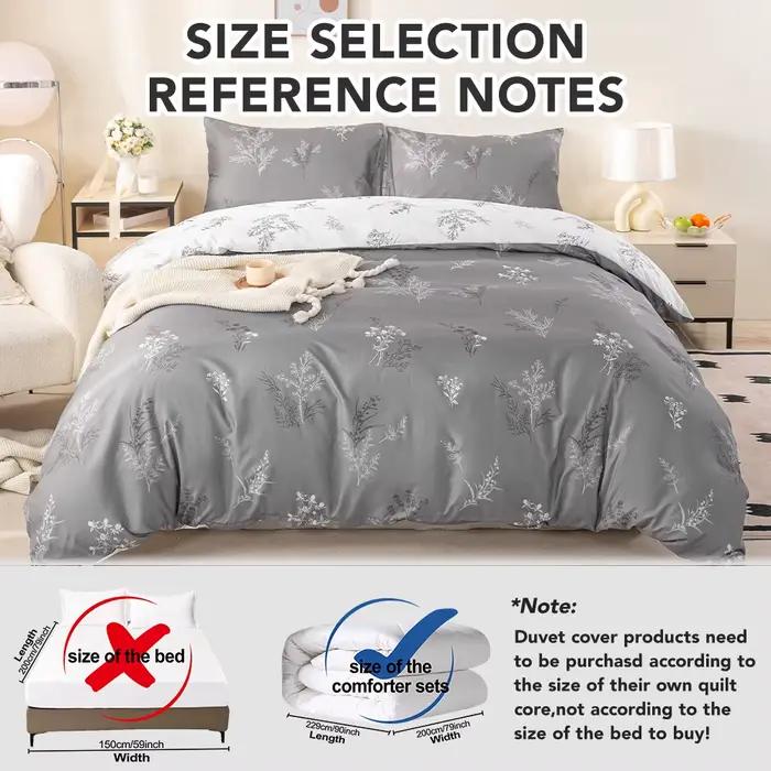 Ensemble de housse de couette à imprimé floral subtil