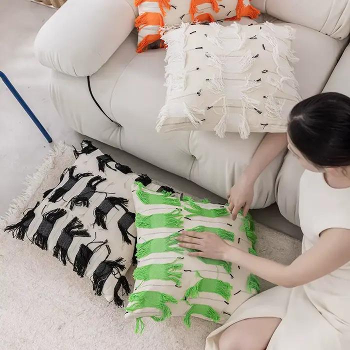 Housses de coussin bohèmes à franges