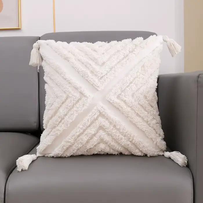 Juste de coussin carrée blanche en diamant
