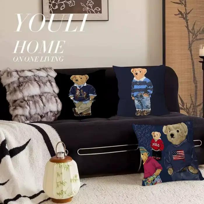 Housse de coussin mignonne en forme d'ours en peluche