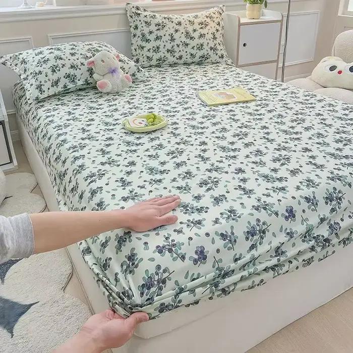 Protecteur de matelas imperméable à couverture complète – Housse de lit anti-poussière en coton lavé avec motifs