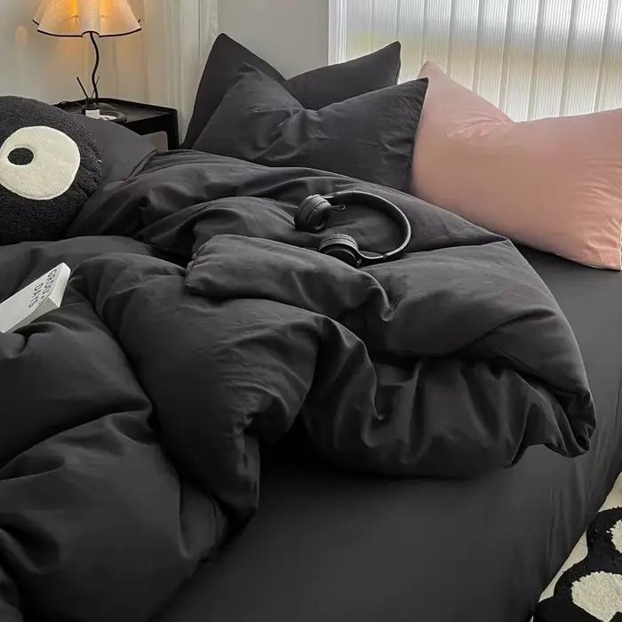 Housse de couette noire pure