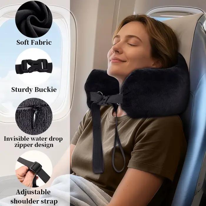 Oreiller de voyage confortable, réglable, en forme de U, lavable, multifonctionnel, pliable, Portable, pour avion