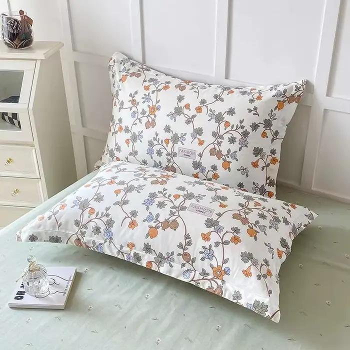 Taie d'oreiller florale personnalisée, 100% coton, décoration de chambre à coucher, housse de coussin, literie, doux, design mn, TAN70 x 70cm, 51x66cm
