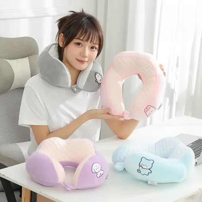Oreiller de voyage respirant et rafraîchissant en forme de U pour le cou, idéal pour le bureau, la sieste, avec support dorsal Ice Doudou pour avion