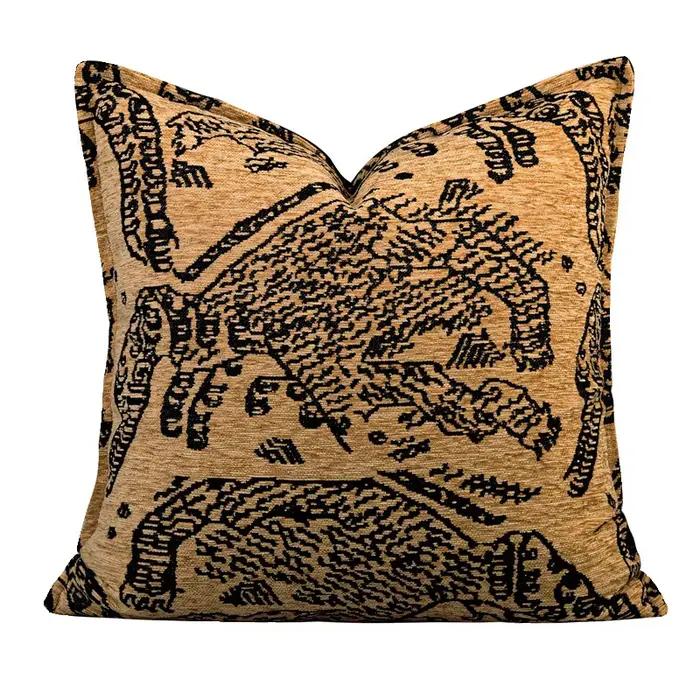 Housse de coussin lombaire moderne motif léopard, collection Royal Menagerie, luxe pour canapé et lit, style rétro, 30x50 45x45cm