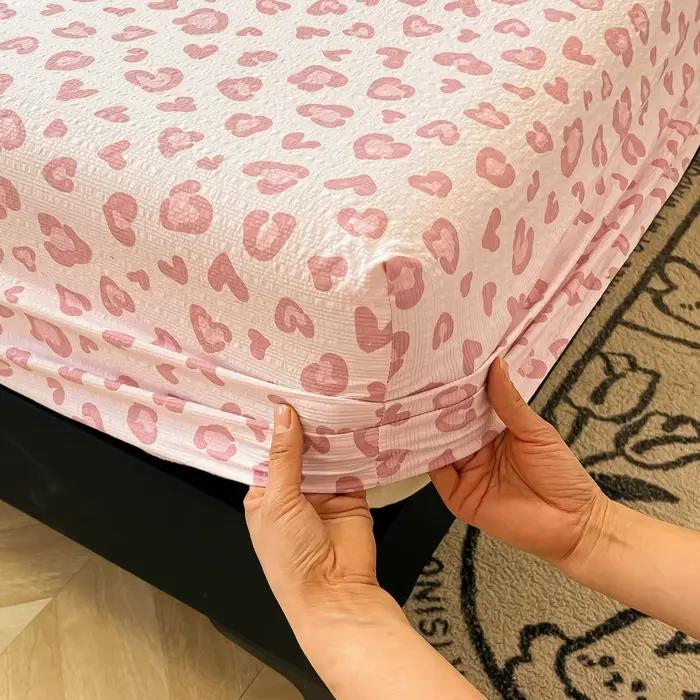 Drap-housse imprimé léopard antidérapant, drap-housse simple/queen/king, drap de lit doux et agréable pour la peau avec élastique