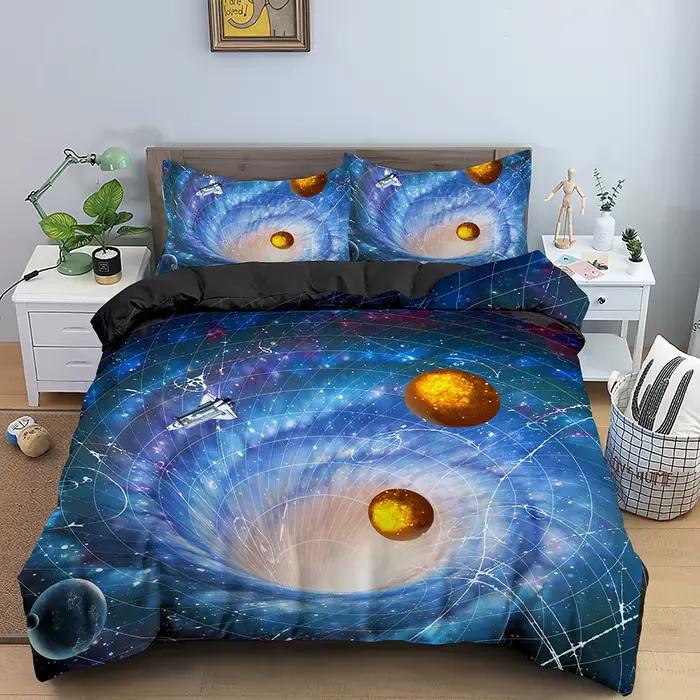 Galaxy Duvet Cover Set Single Double King Queen Size 2/3pcs Bedding Set Universe Outer Space Themed Comforter