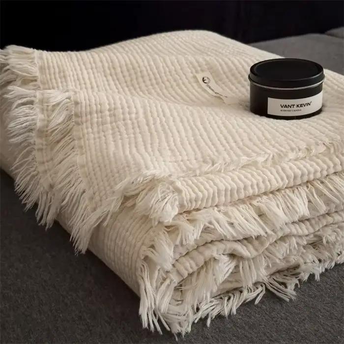 Y Home – couverture en tricot épais avec pompon