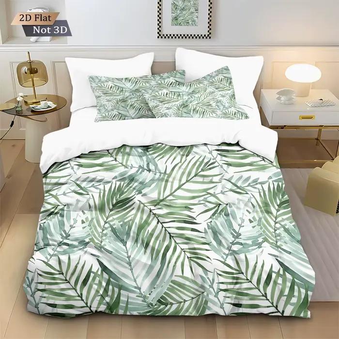 Ensemble de 3 housses de couette imprimées feuilles de plantes vertes