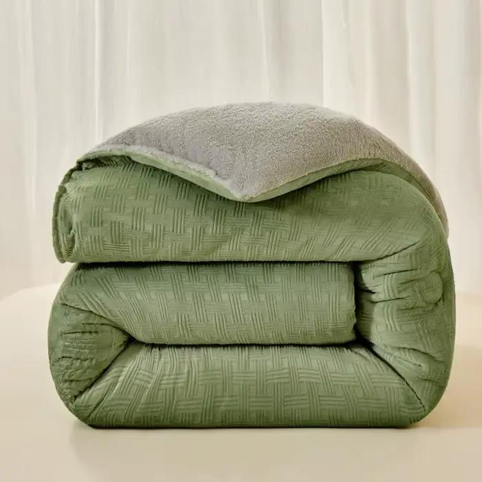 Literie d'hiver épaisse couette chaude Waflle rayure flanelle polaire AB côté