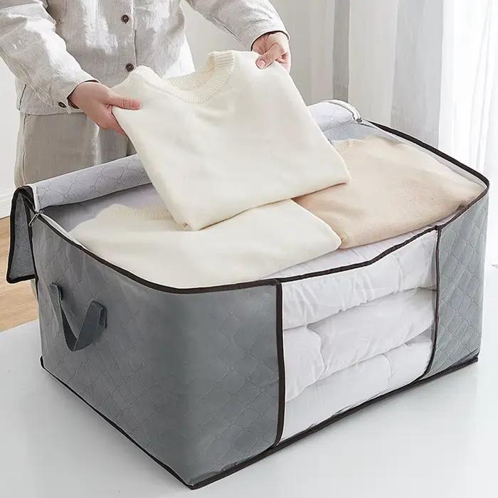 Sac de rangement pour couettes, sacs de tri de couverture, boîte de rangement pour garde-robe mobile, grande capacité, humidité, poussière, vert, vêtements, évaluation