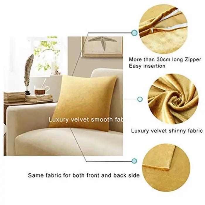Housses de coussin décoratives en velours doré