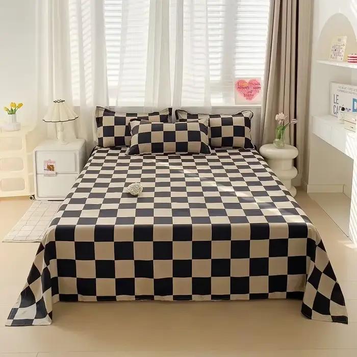 Drap de lit en coton lavé imprimé motif floral, série Double Top, pour filles, garçons, enfants, tailles simple, queen et king size