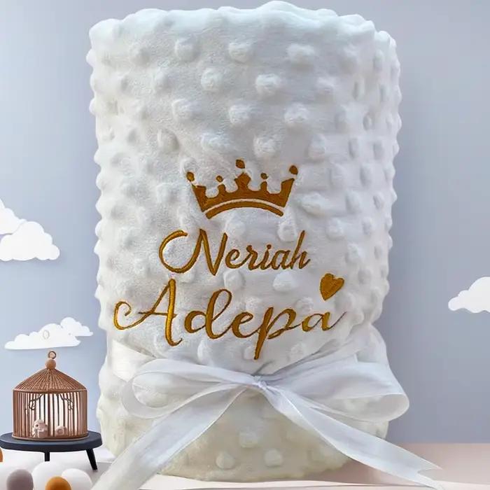 Couverture Doudou à motif de nom personnalisé pour bébé