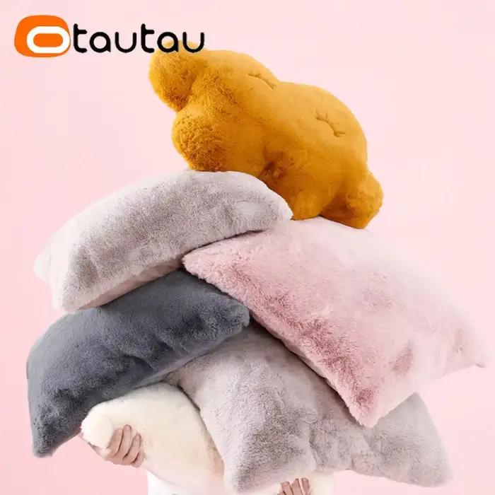 OTAUTAU Top doux moelleux fausse fourrure de lapin jeter taie d'oreiller canapé coussin oreillers couverture sans remplissage bébé animal de compagnie lit KD005