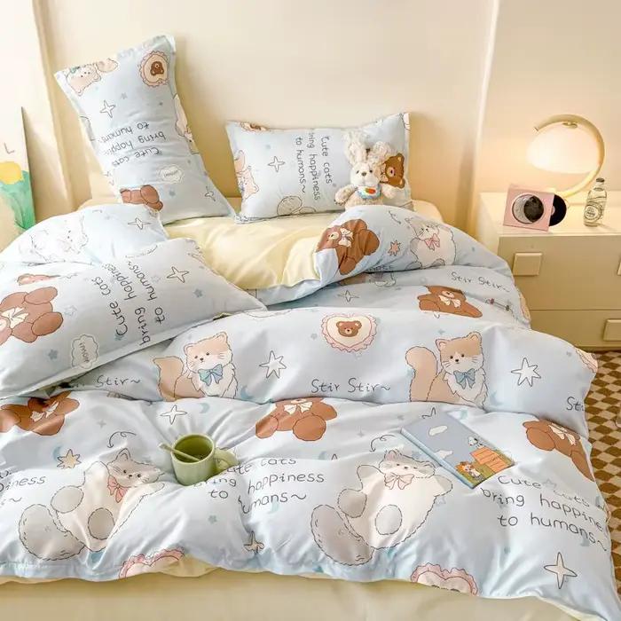 Ensemble de housse de couette chat mignon avec fermeture éclair