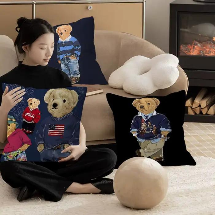 Housse de coussin mignonne en forme d'ours en peluche