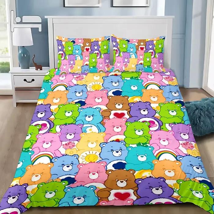 Dessin animé mignon c-cares ours housse de couette taie d'oreiller ensemble de literie adulte garçon fille chambre décoration enfants cadeau simple Double grand