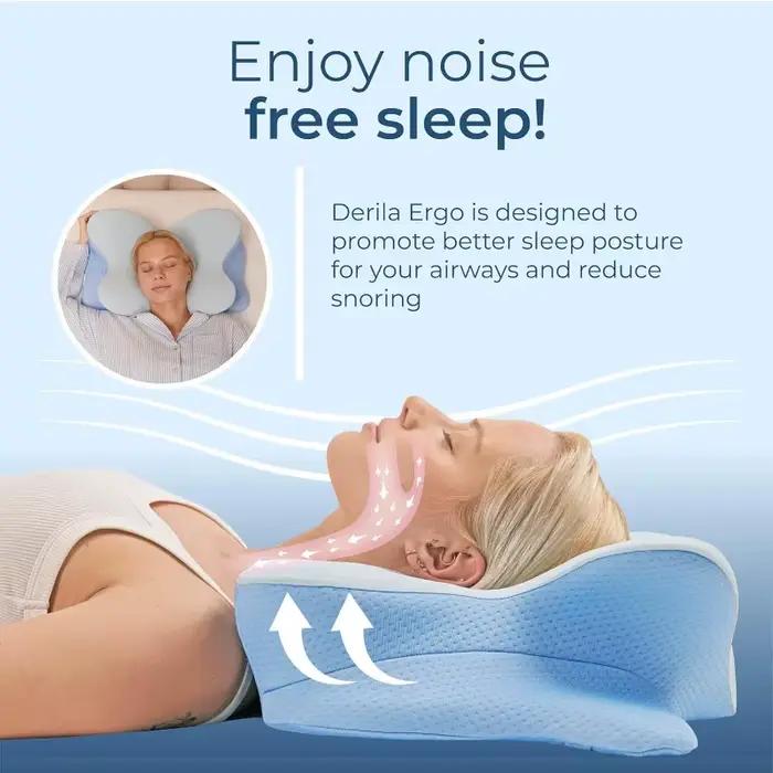 Oreiller ergonomique papillon à mémoire de forme rafraîchissant à rebond lent pour le soulagement des douleurs cervicales, idéal pour les dormeurs sur le côté et sur le dos