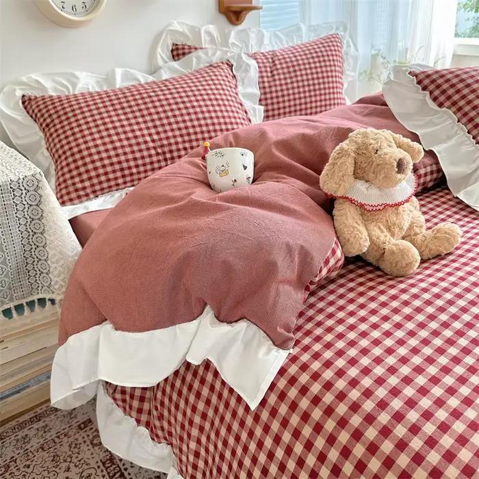 Ensemble de housse de couette à carreaux rouge et noir