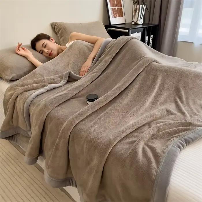 Couverture Double couche en velours de lait de couleur unie