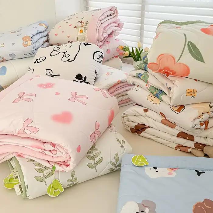 Nouvelle Couette d'été à motif dessin animé, légère, sensation nuage, en polyester lavé doux, fine et respirante, pour lit Queen