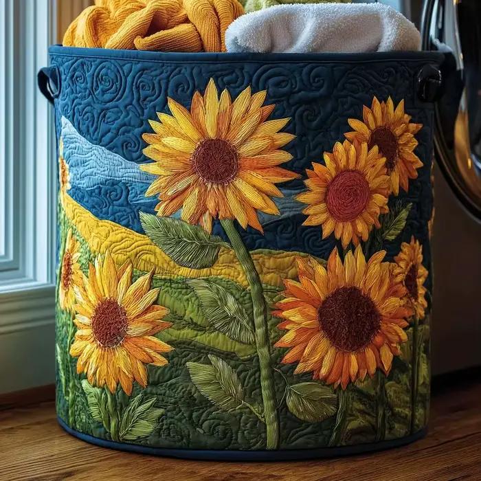 Panier à linge matelassé floral bohème