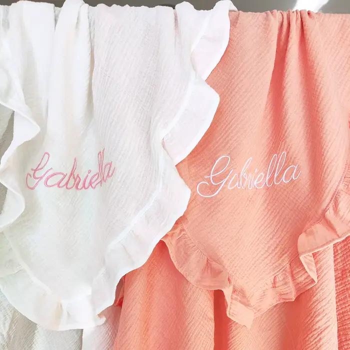 Couverture à Volants en Coton pour Bébé
