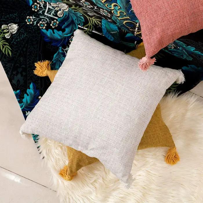 Juste de coussin décorative en lin blanc