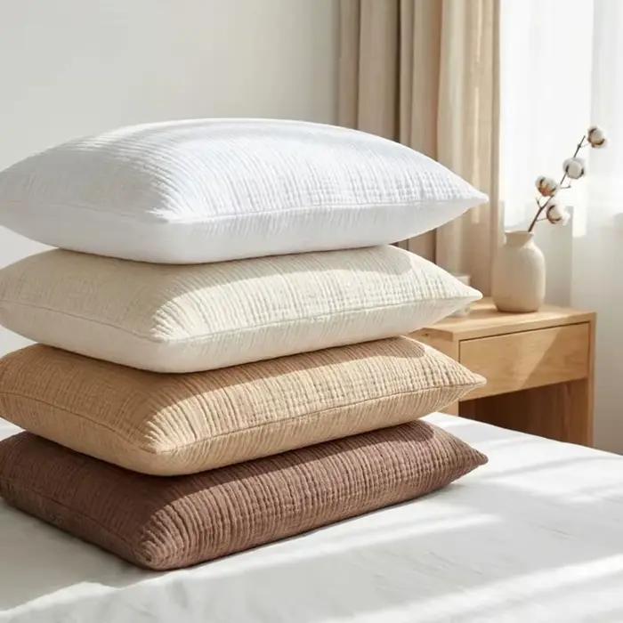 Housse de coussin en mousseline 100% coton