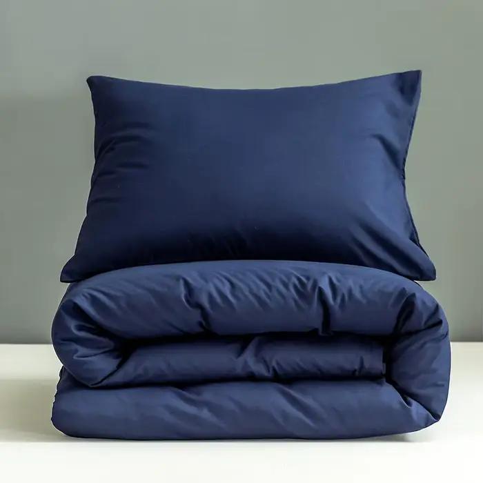 Bonenjoy 1 pièce housse de couette bleu couleur unie microfibre