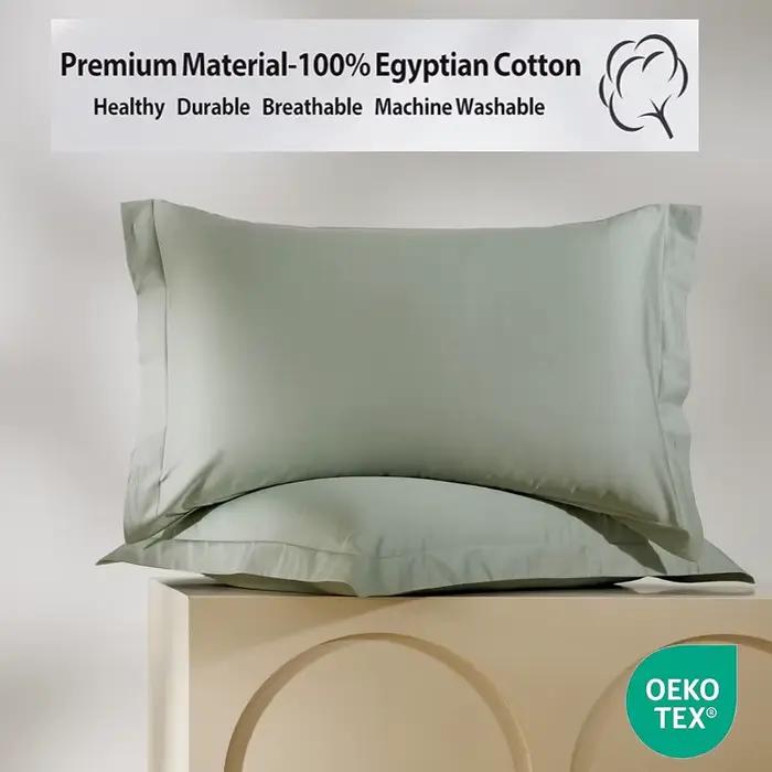 Taie d'oreiller de luxe en coton égyptien biologique à fibres longues