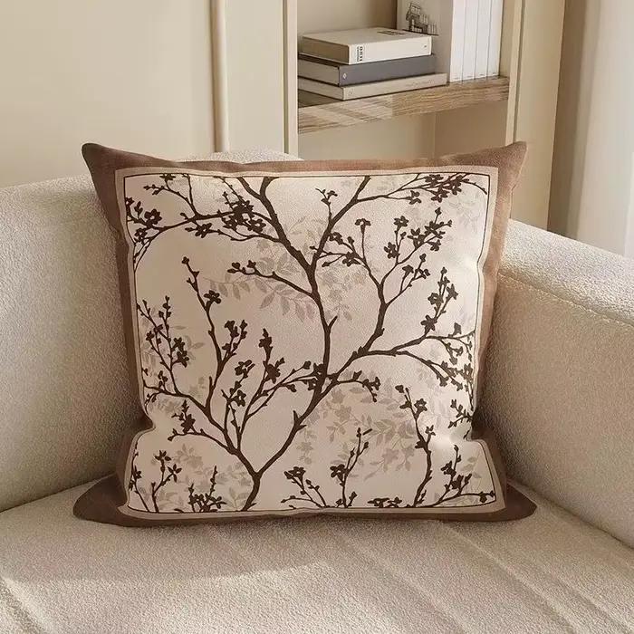 Housse de coussin plante fleur, taie d'oreiller carrée pour canapé, salon, chambre à coucher, chevet, taille, dos