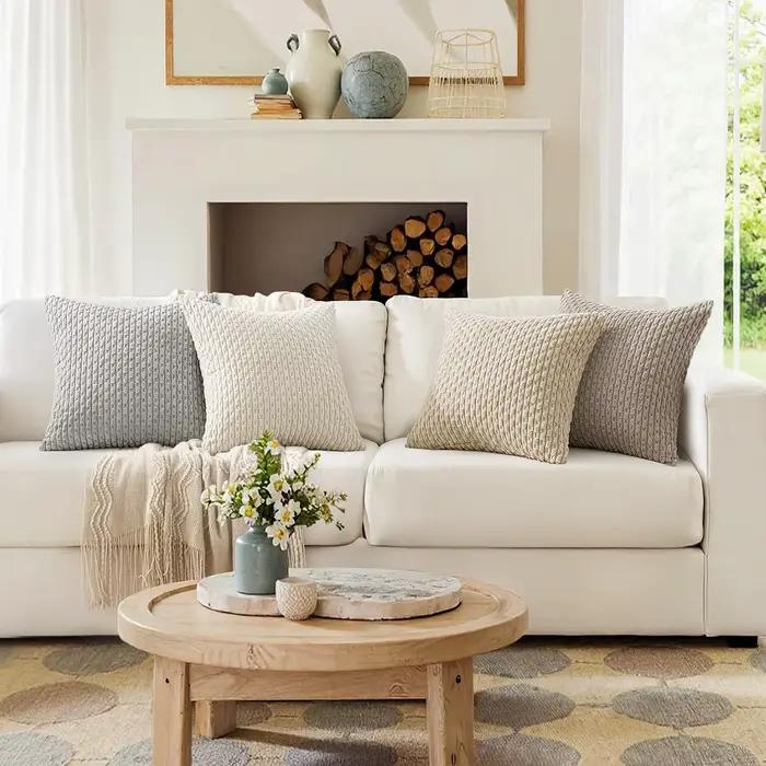 Housse de coussin en velours côtelé, taie d'oreiller décorative, douce, à la mode, harmonie neutre, pour canapé, salon, 45x45CM