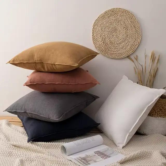 Taie d'oreiller en coton et lin, 1 pièce, housse de coussin douce et confortable, décoration de maison, oreillers de canapé, salon, ornement de canapé, fermeture éclair Invisible