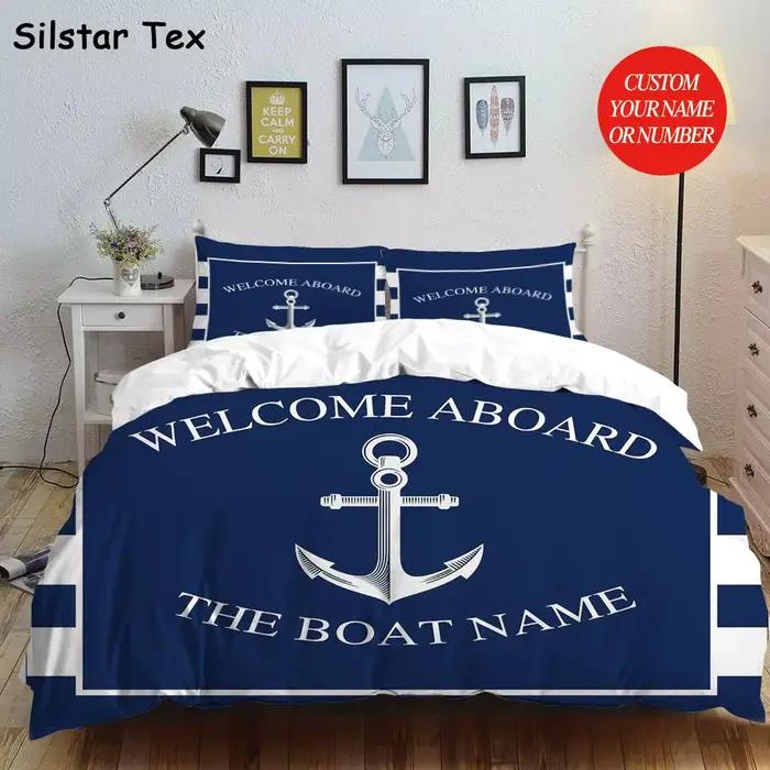 Tex – ensemble de housse de couette nautique avec nom personnalisé