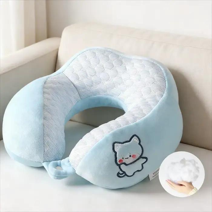 Oreiller de voyage respirant et rafraîchissant en forme de U pour le cou, idéal pour le bureau, la sieste, avec support dorsal Ice Doudou pour avion