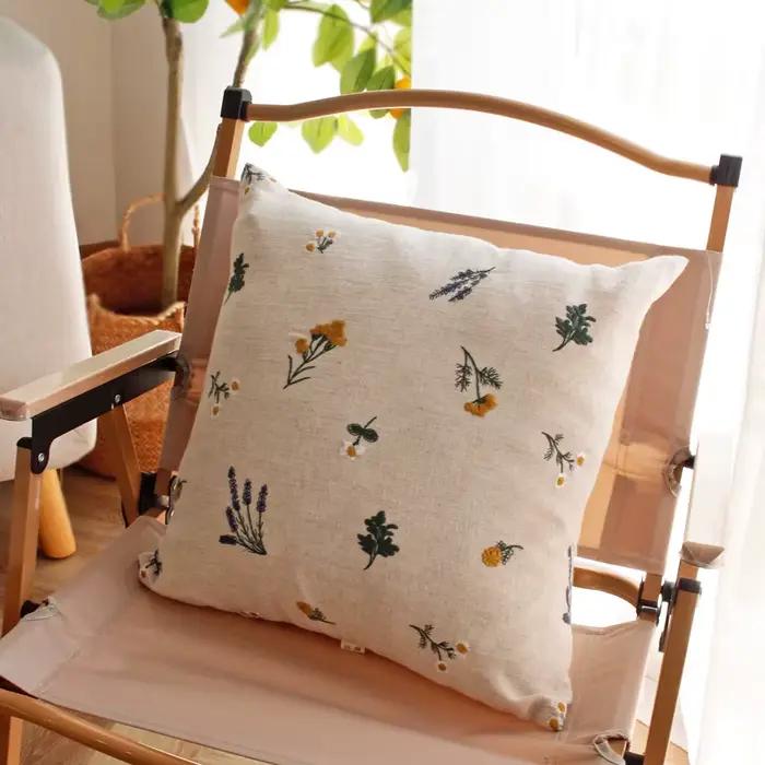 Taie d'oreiller en coton et lin, 1 pièce, housse de coussin douce et confortable, décoration de maison, oreillers de canapé, salon, ornement de canapé, fermeture éclair Invisible