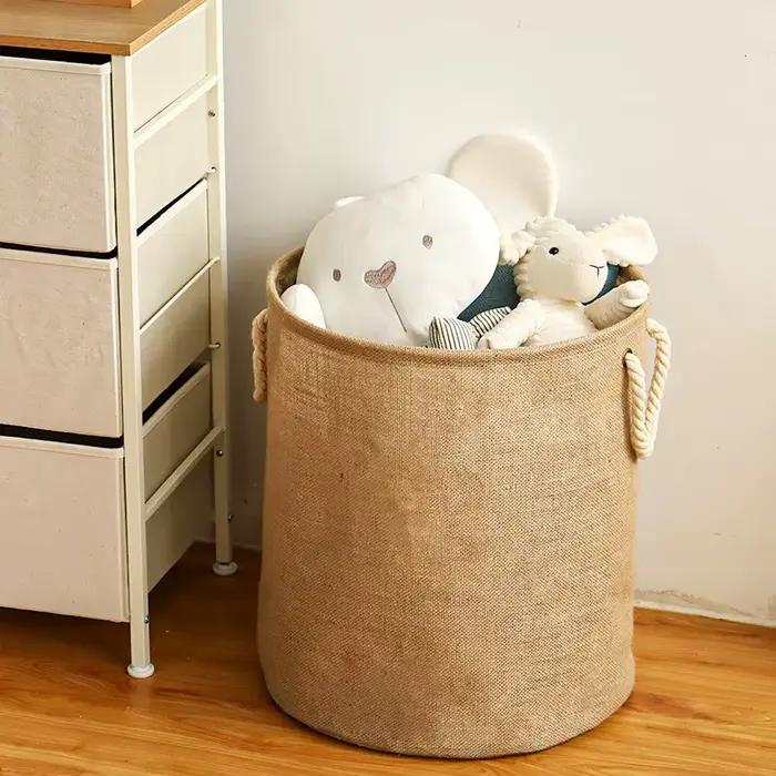 Panier à linge en coton et lin imperméable