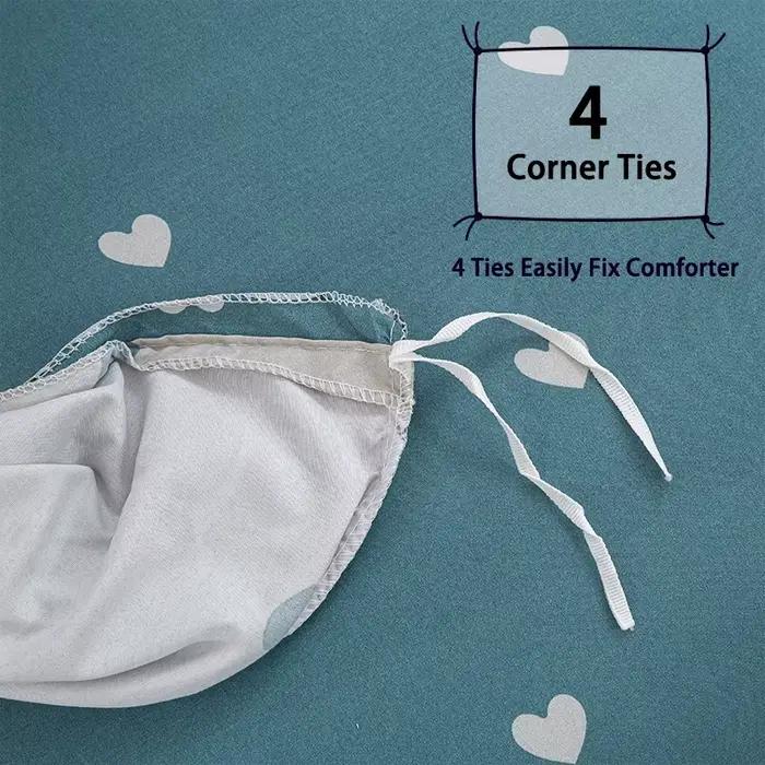 Ensemble de housse de couette imprimée en forme de petit cœur