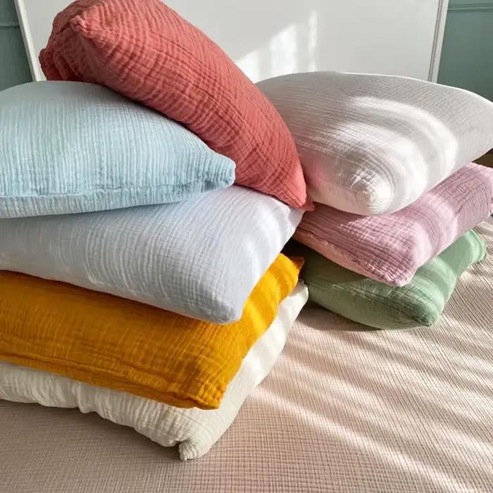 Housse de coussin en mousseline 100% coton